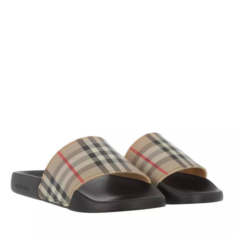 Burberry Slipper & Pantoletten - Vintage Check Printed Sliders - Gr. 39 (EU) - in Beige - für Damen von Burberry