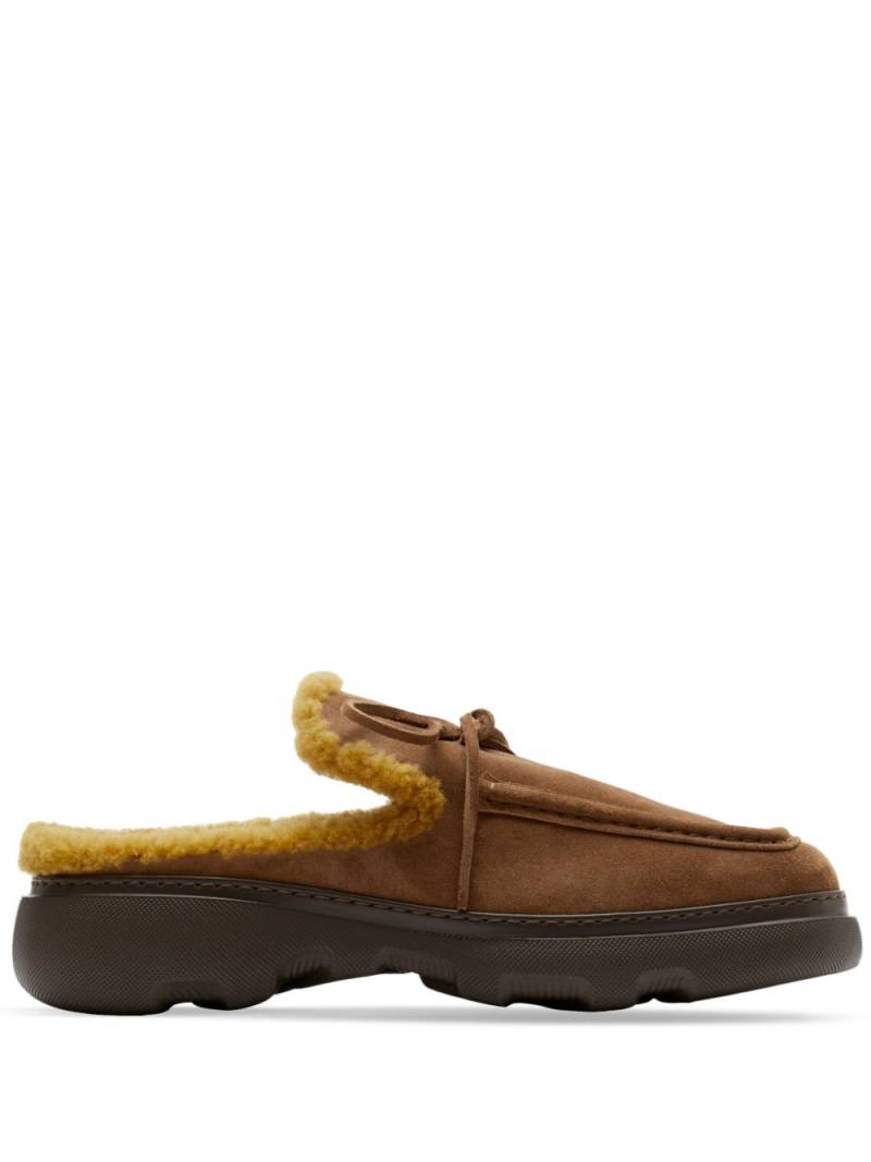 Burberry Stony shearling-trim suede slippers - Brown von Burberry