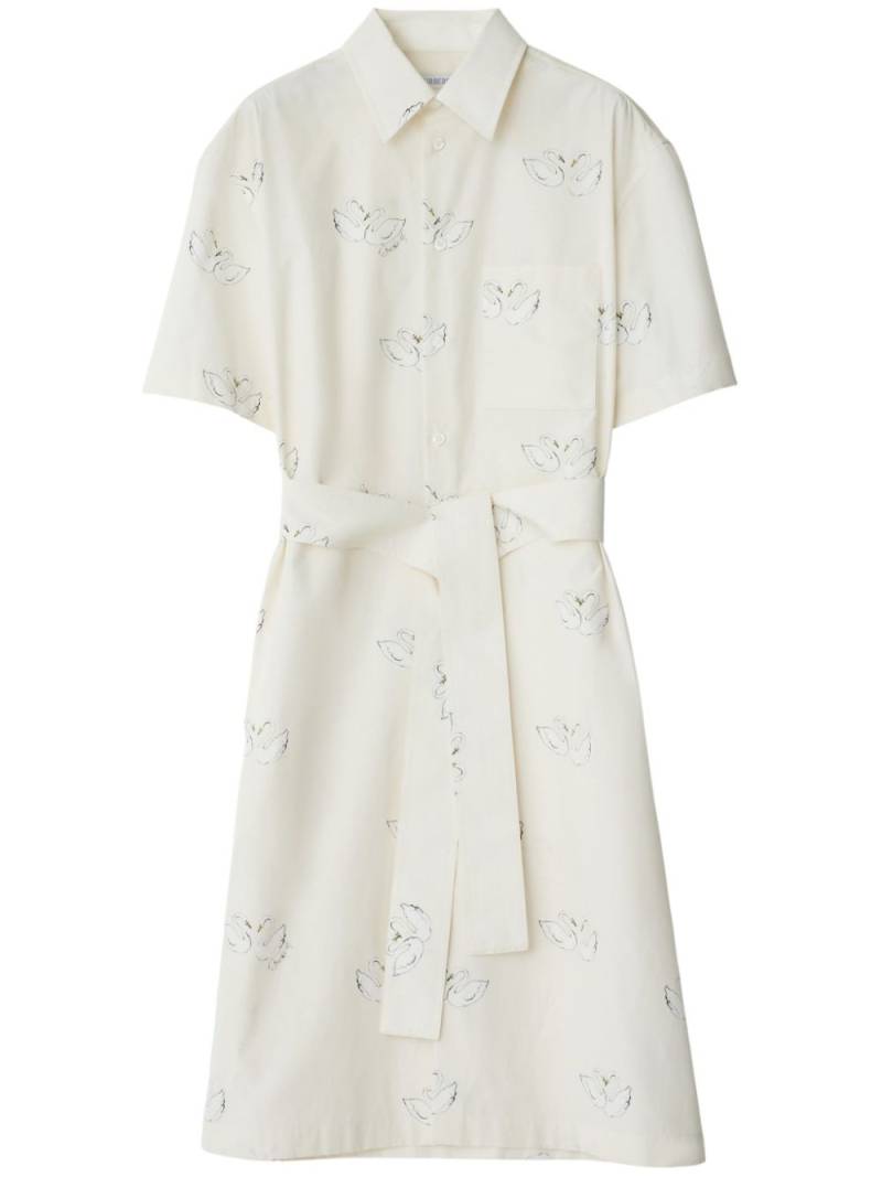 Burberry Swan-print cotton dress - White von Burberry