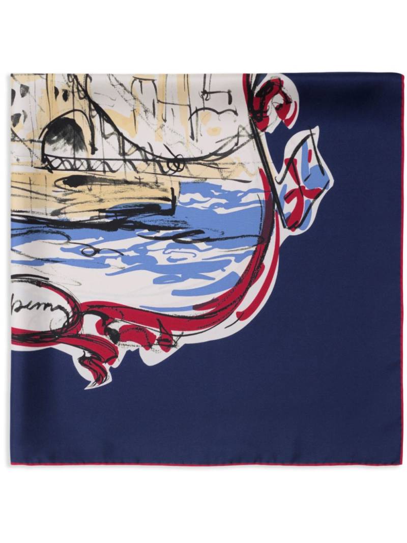 Burberry Tower Bridge silk scarf - Blue von Burberry