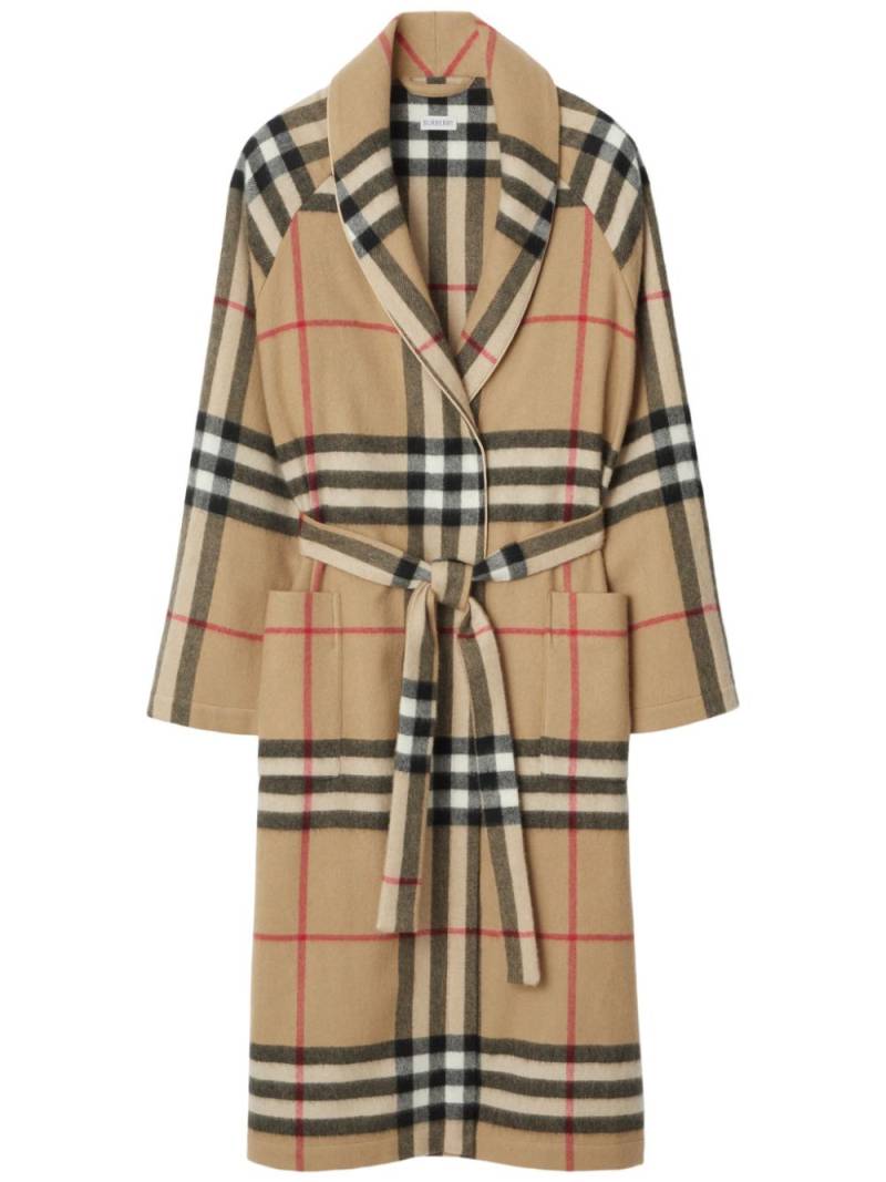 Burberry Vintage Check-pattern belted cashmere robe - Neutrals von Burberry