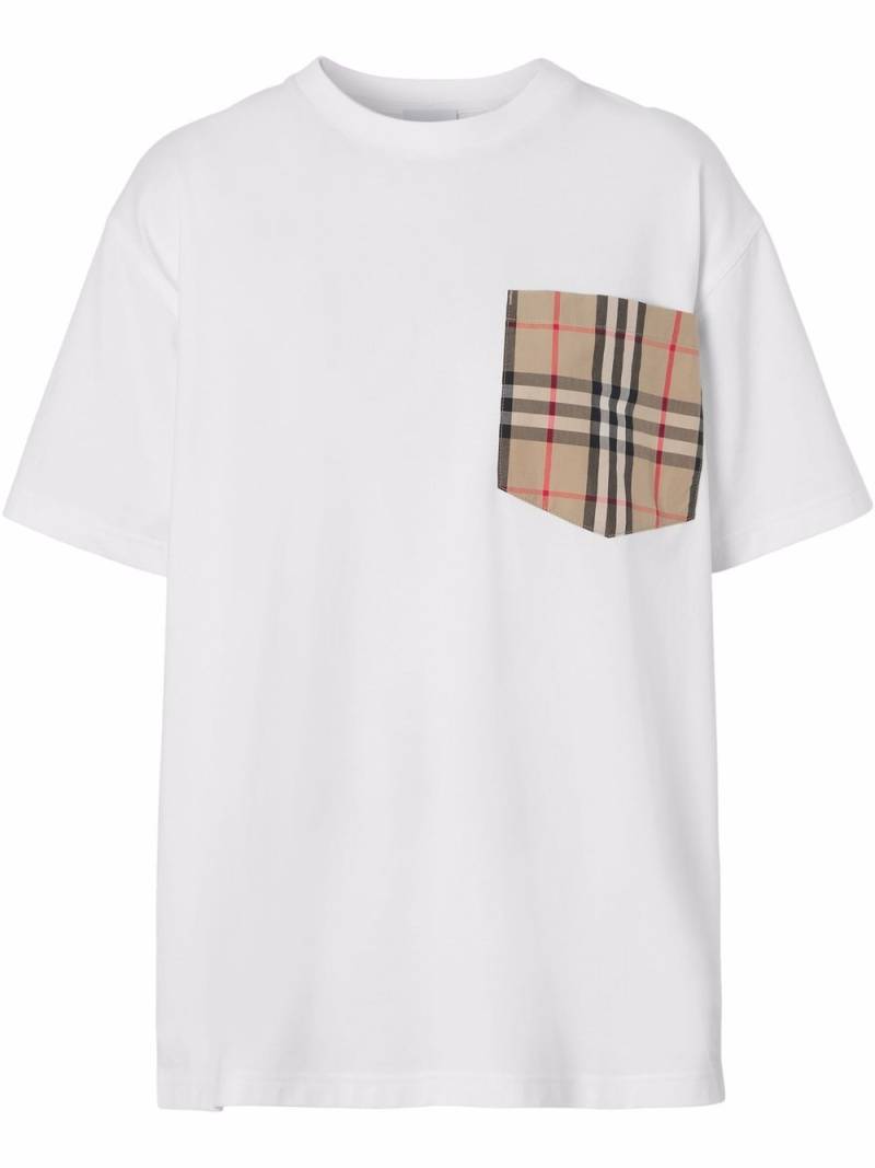 Burberry Vintage Check pocket cotton T-shirt - White von Burberry