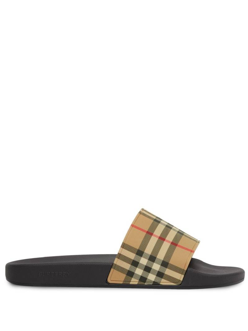 Burberry Vintage check print slides - Neutrals von Burberry