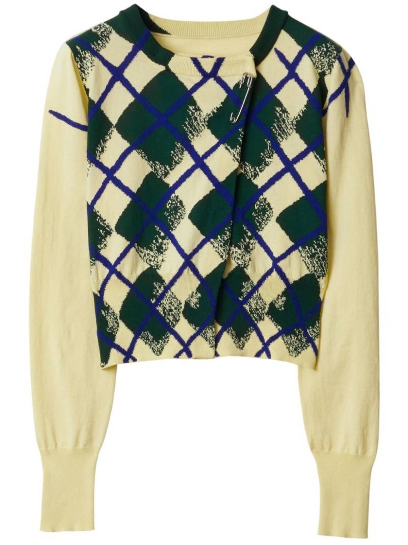 Burberry argyle-intarsia cropped cotton jumper - Yellow von Burberry