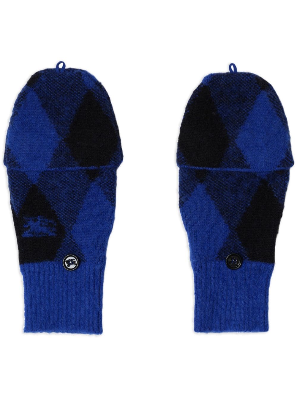 Burberry argyle-pattern wool mittens - Blue von Burberry