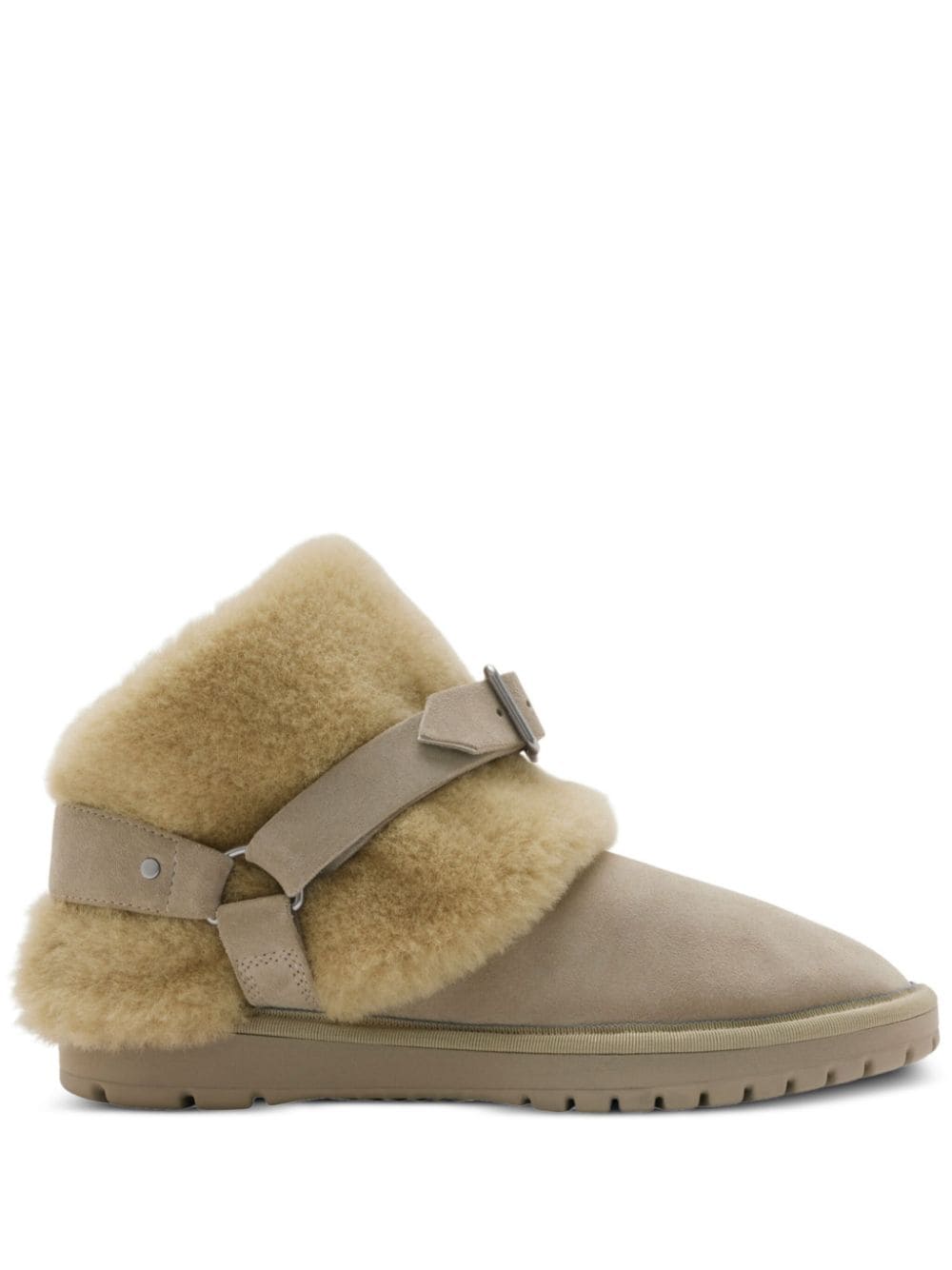 Burberry buckle-detail shearling ankle boots - Neutrals von Burberry