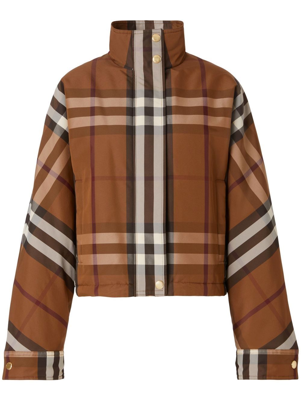 Burberry check funnel-neck cropped jacket - Brown von Burberry