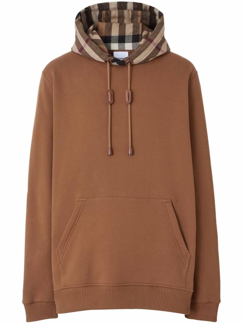 Burberry check-hood cotton-blend hoodie - Brown von Burberry