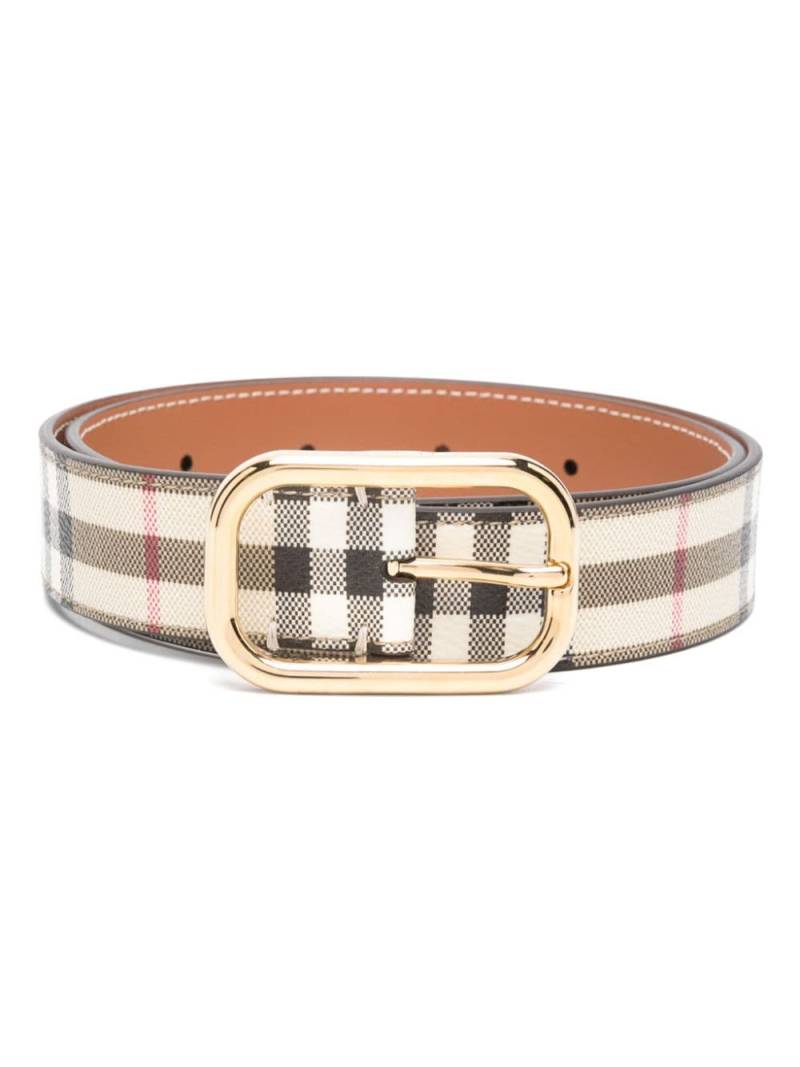 Burberry check leather belt - Neutrals von Burberry