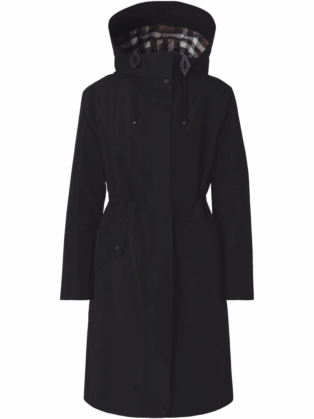 Burberry check lining hooded coat - Black von Burberry