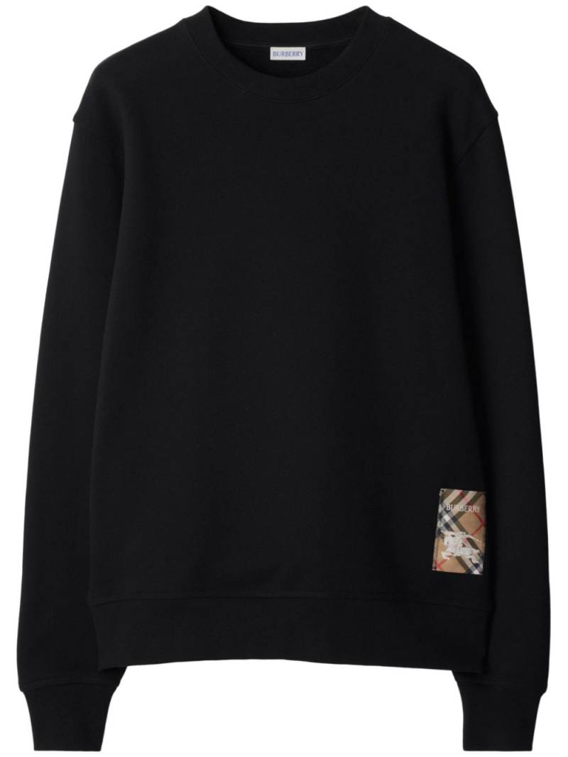 Burberry check-patch cotton sweatshirt - Black von Burberry