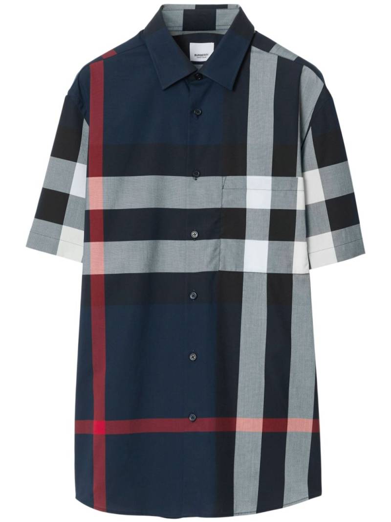 Burberry check-pattern cotton shirt - Blue von Burberry