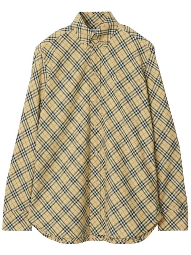 Burberry check-pattern cotton shirt - Neutrals von Burberry