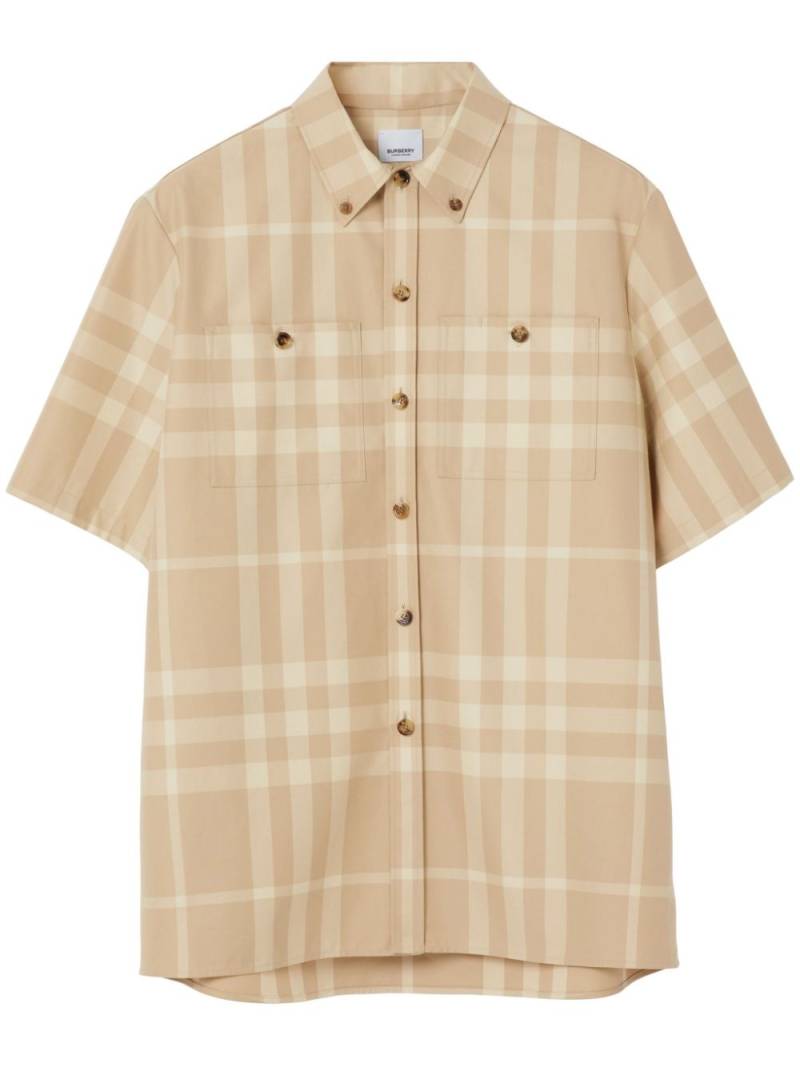 Burberry check-pattern cotton shirt - Neutrals von Burberry