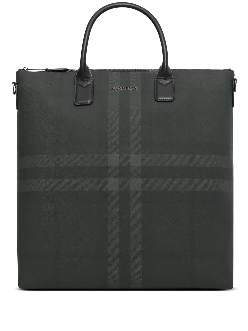 Burberry check-pattern leather-trim tote bag - Black von Burberry