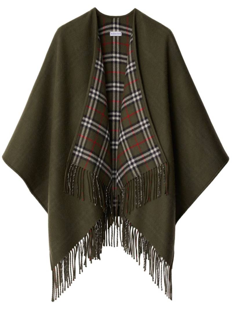 Burberry check-pattern reversible wool cape - Green von Burberry