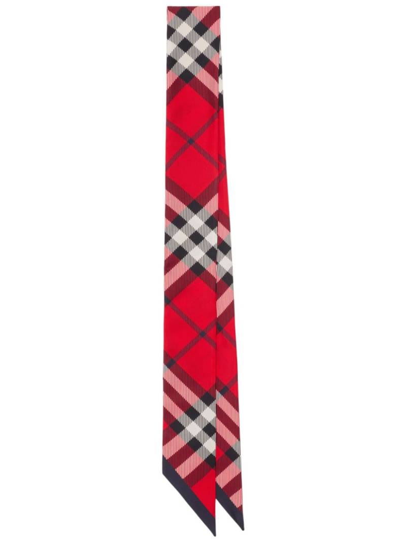 Burberry check-print silk skinny scarf - Red von Burberry