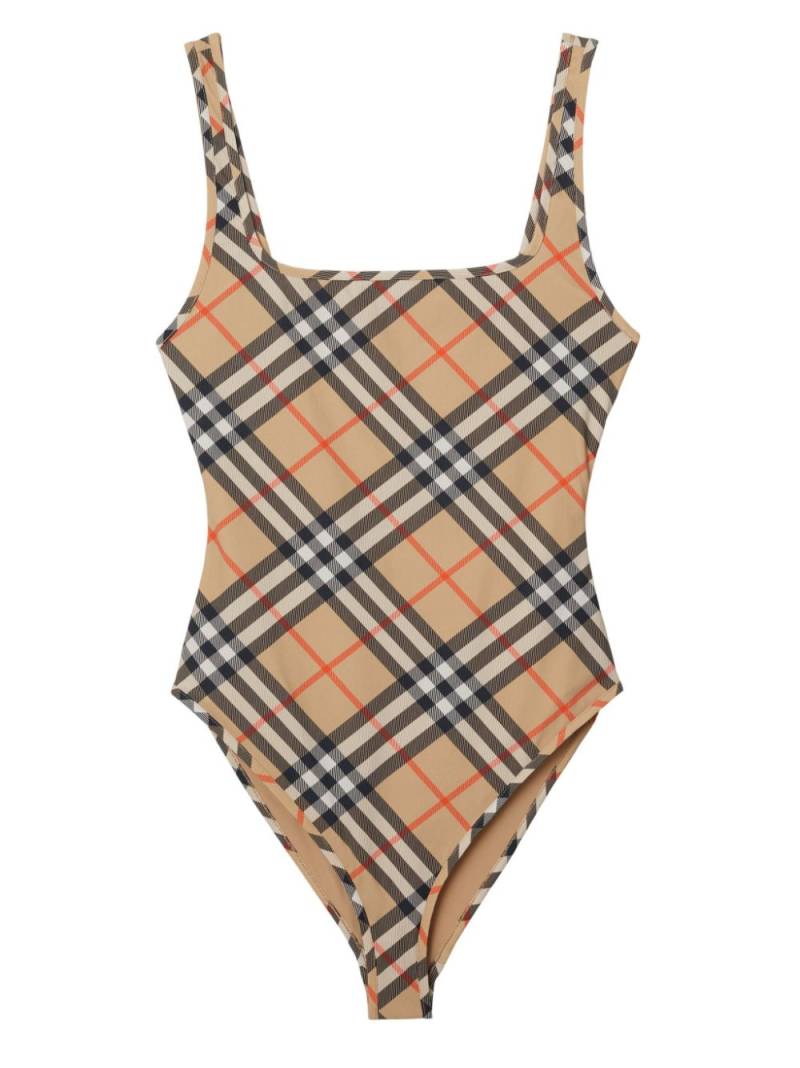 Burberry check-pattern swimsuit - Neutrals von Burberry