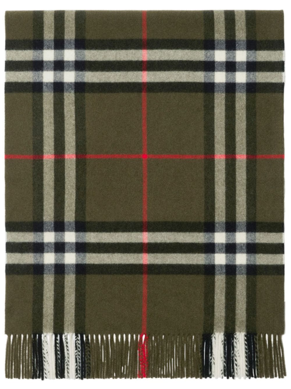 Burberry check-print fringed cashmere scarf - Green von Burberry