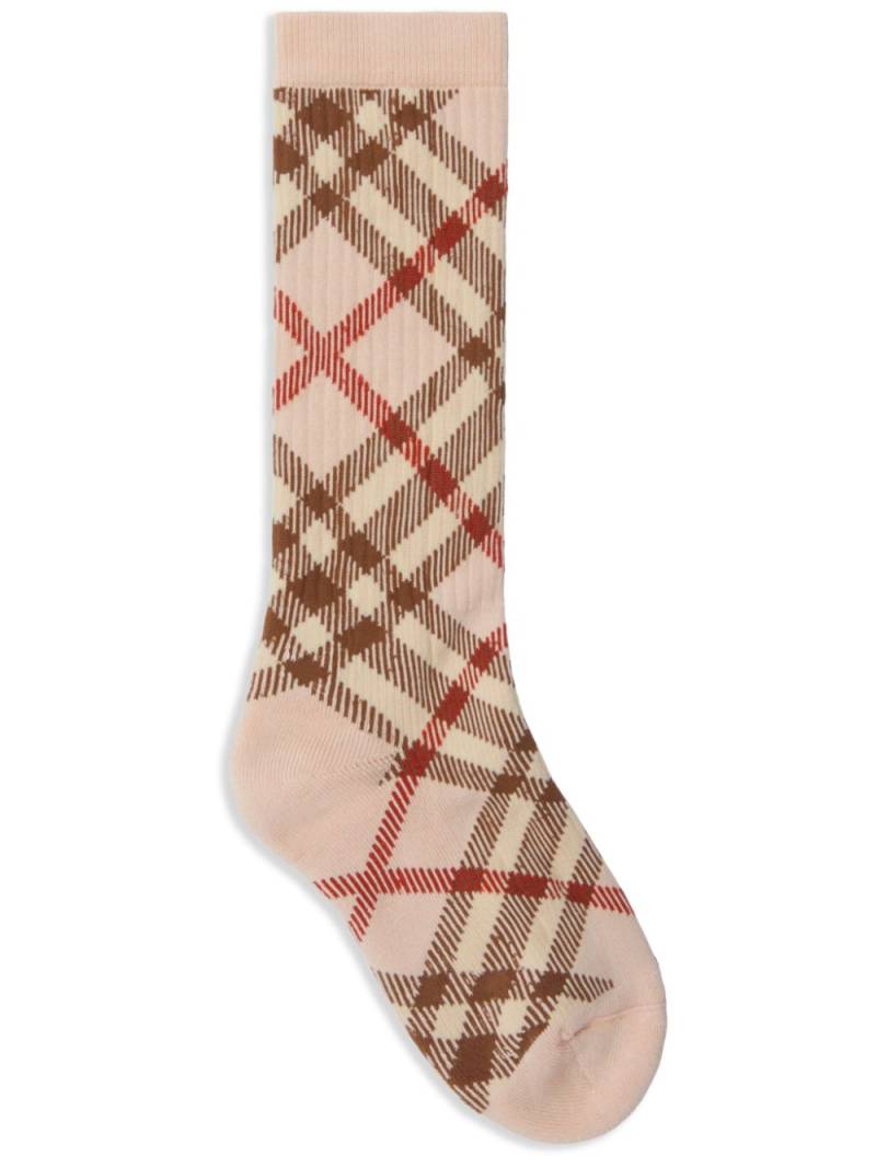 Burberry checked cotton socks - Neutrals von Burberry