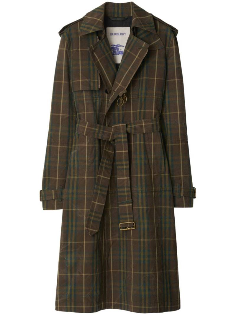 Burberry checked cotton trench coat - Brown von Burberry