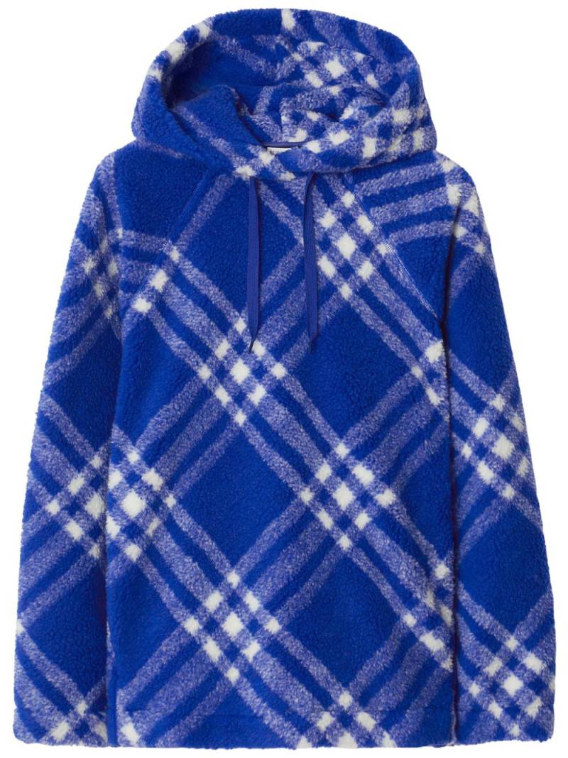 Burberry checked faux-shearling hoodie - Blue von Burberry