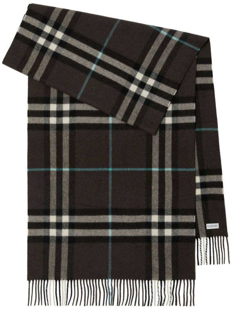 Burberry checked fringed-edge cashmere scarf - Brown von Burberry