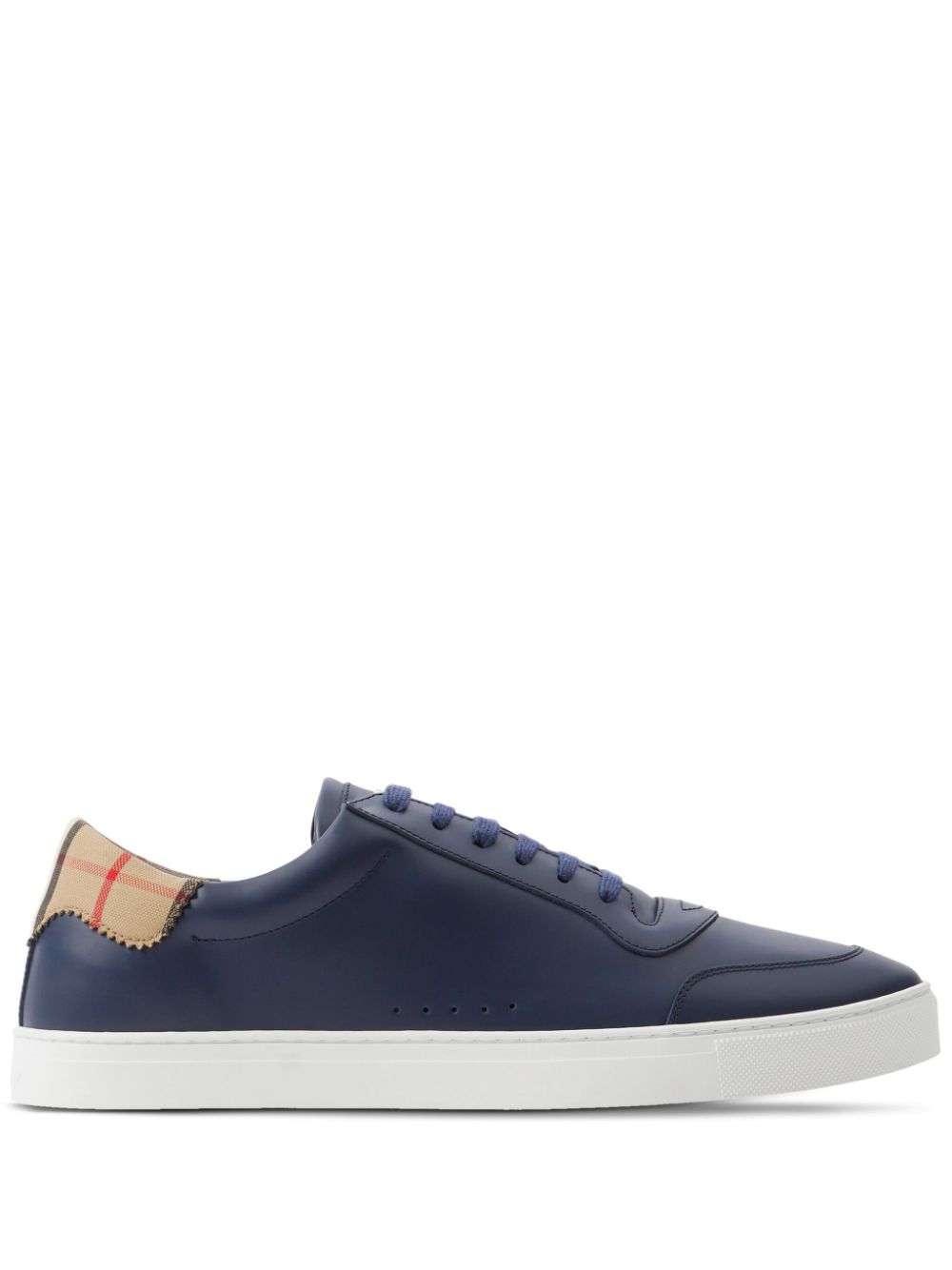 Burberry checked leather sneakers - Blue von Burberry