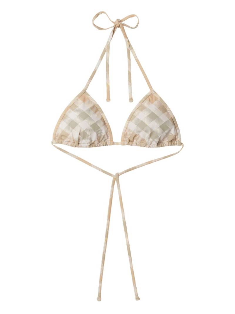 Burberry checked triangle bikini top - Neutrals von Burberry