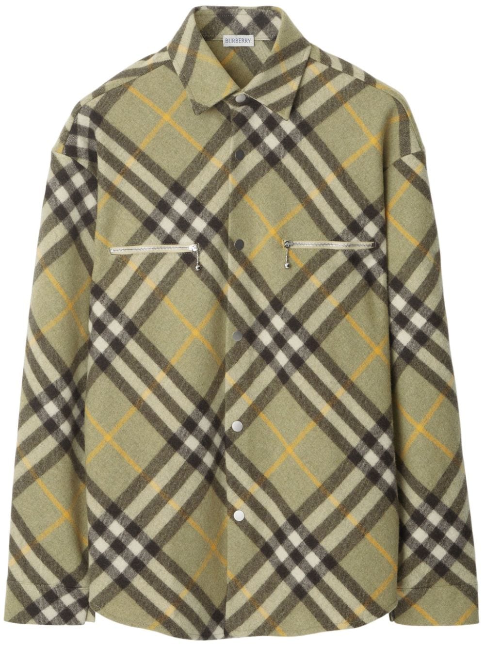 Burberry checked wool-blend shirt jacket - Green von Burberry