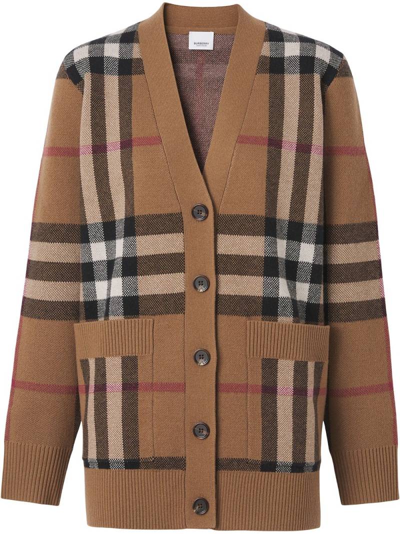 Burberry checked wool-cashmere blend cardigan - Brown von Burberry