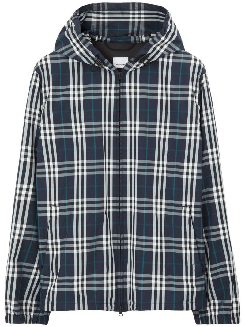 Burberry checked zip-up hooded jacket - White von Burberry