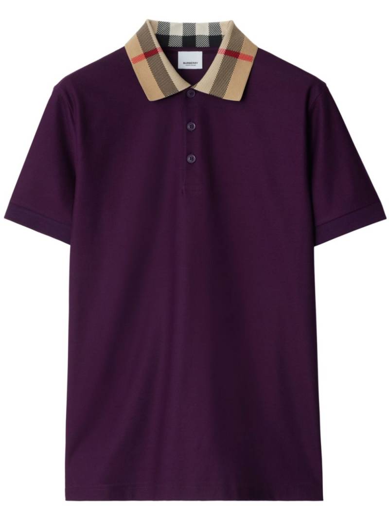 Burberry checkered-collar cotton polo shirt - Purple von Burberry