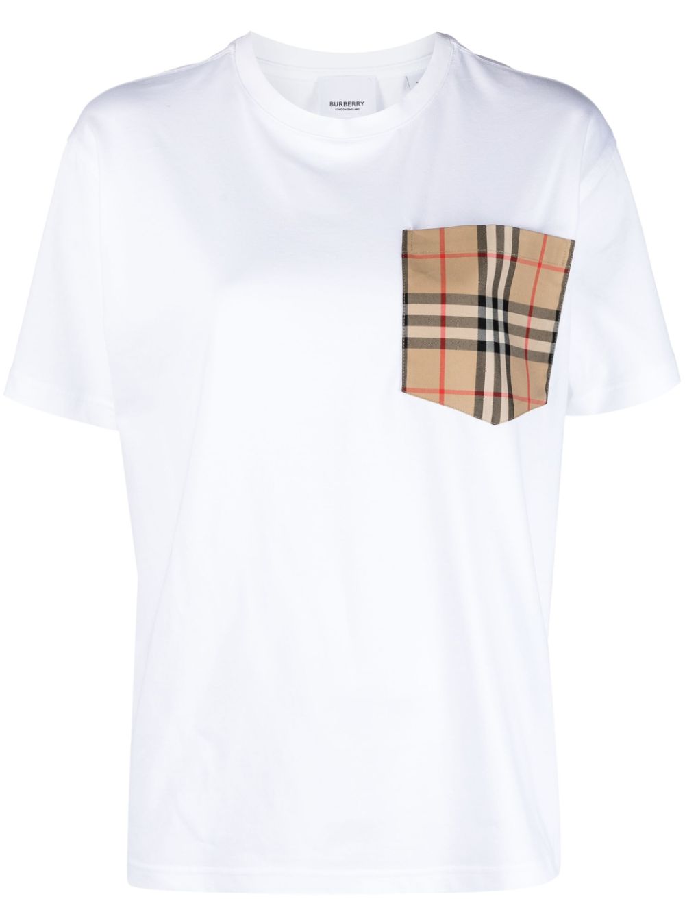Burberry contrast-pocket short-sleeve cotton T-shirt - White von Burberry