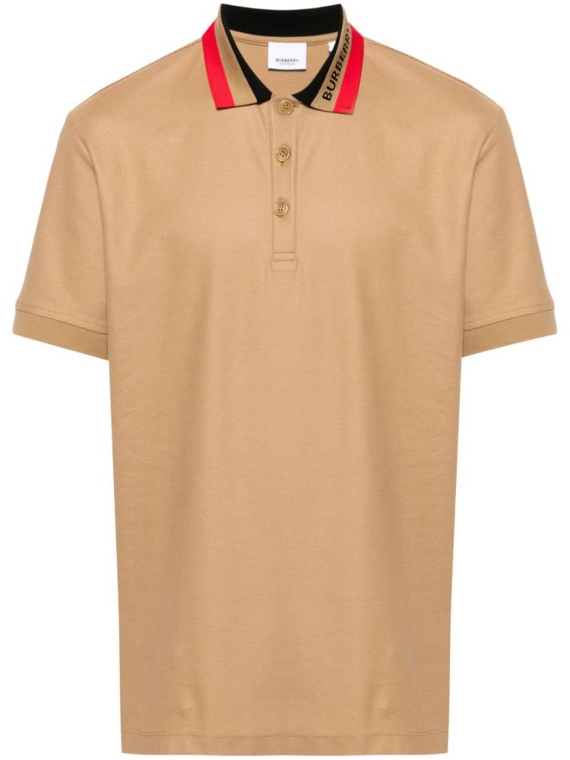 Burberry contrasting-collar cotton polo shirt - Brown von Burberry