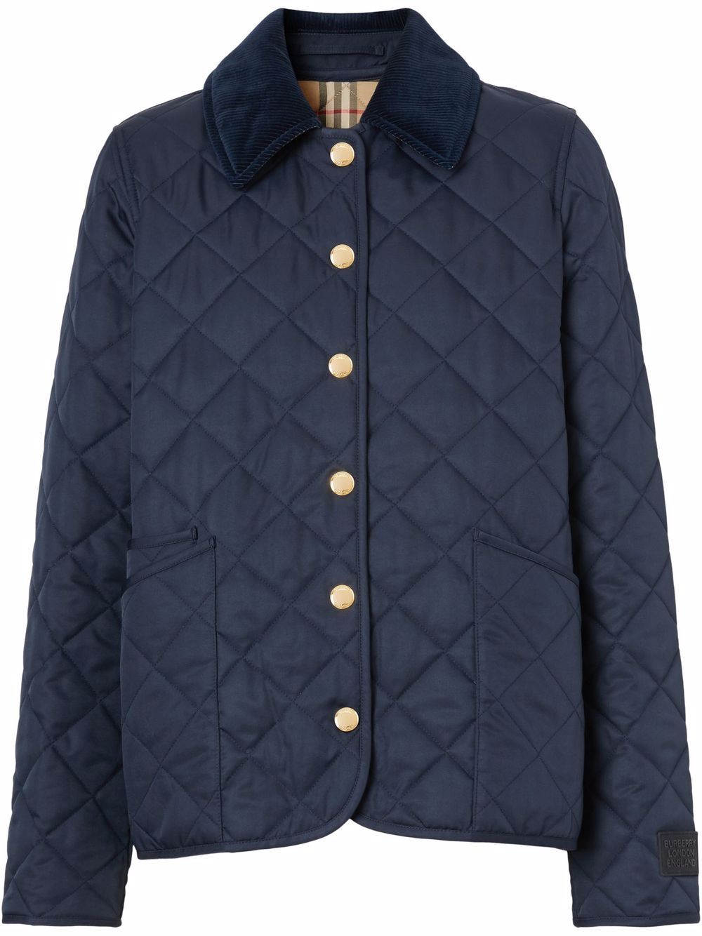 Burberry corduroy-collar diamond-quilted jacket - Blue von Burberry