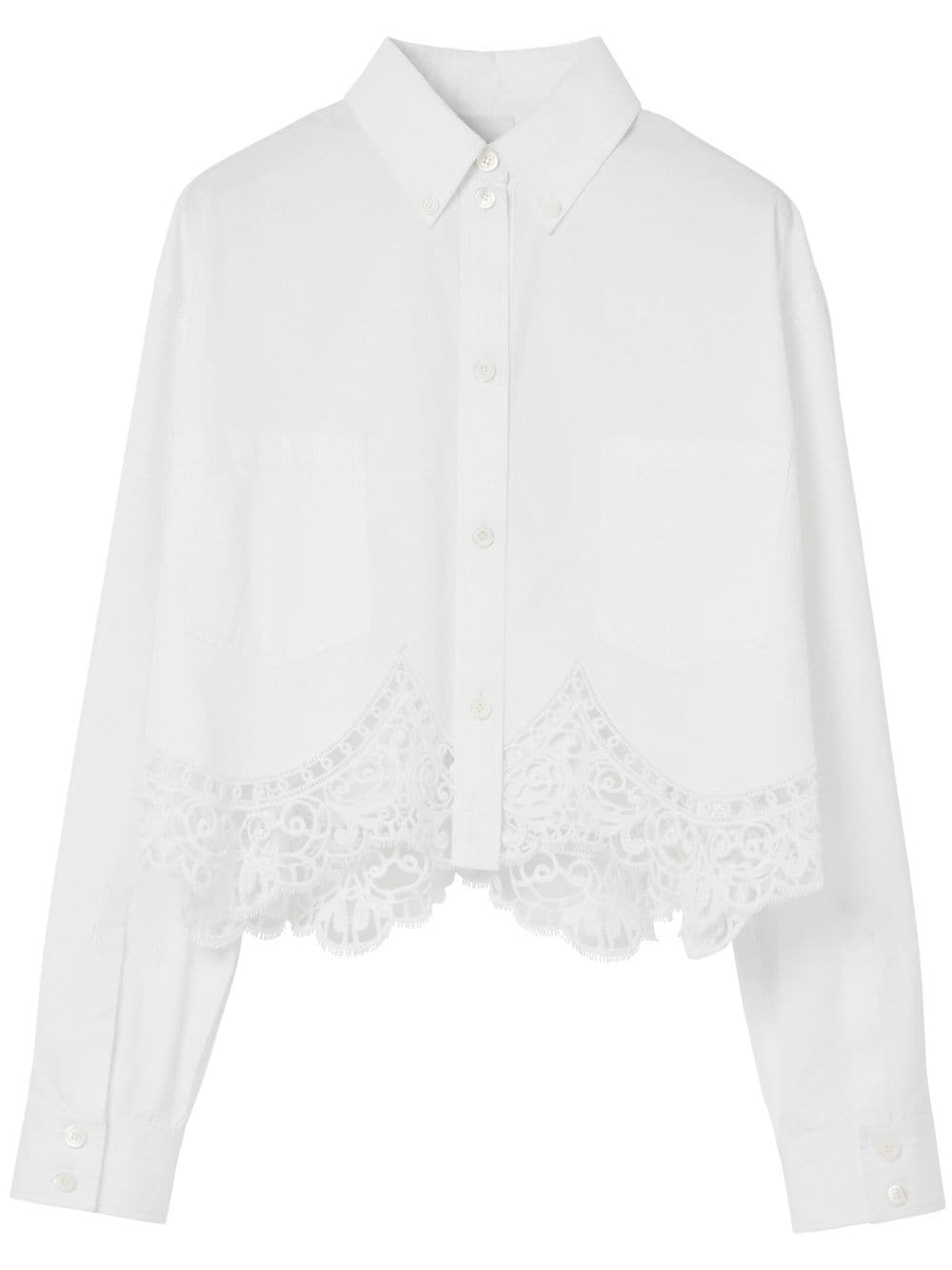 Burberry cropped macramé-lace shirt - White von Burberry