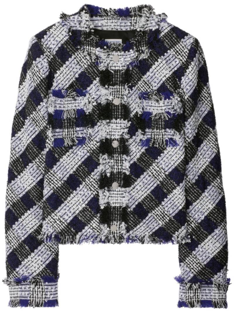 Burberry cropped tweed jacket - Blue von Burberry