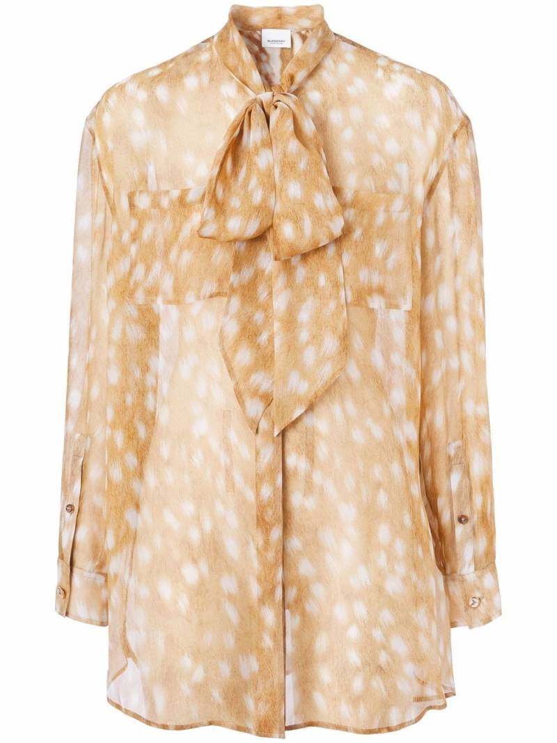 Burberry deer-print pussy-bow silk blouse - Brown von Burberry