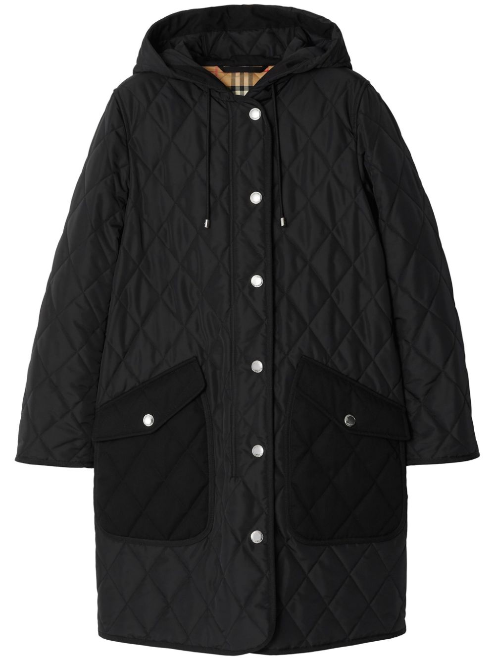 Burberry diamond-quilted hooded coat - Black von Burberry