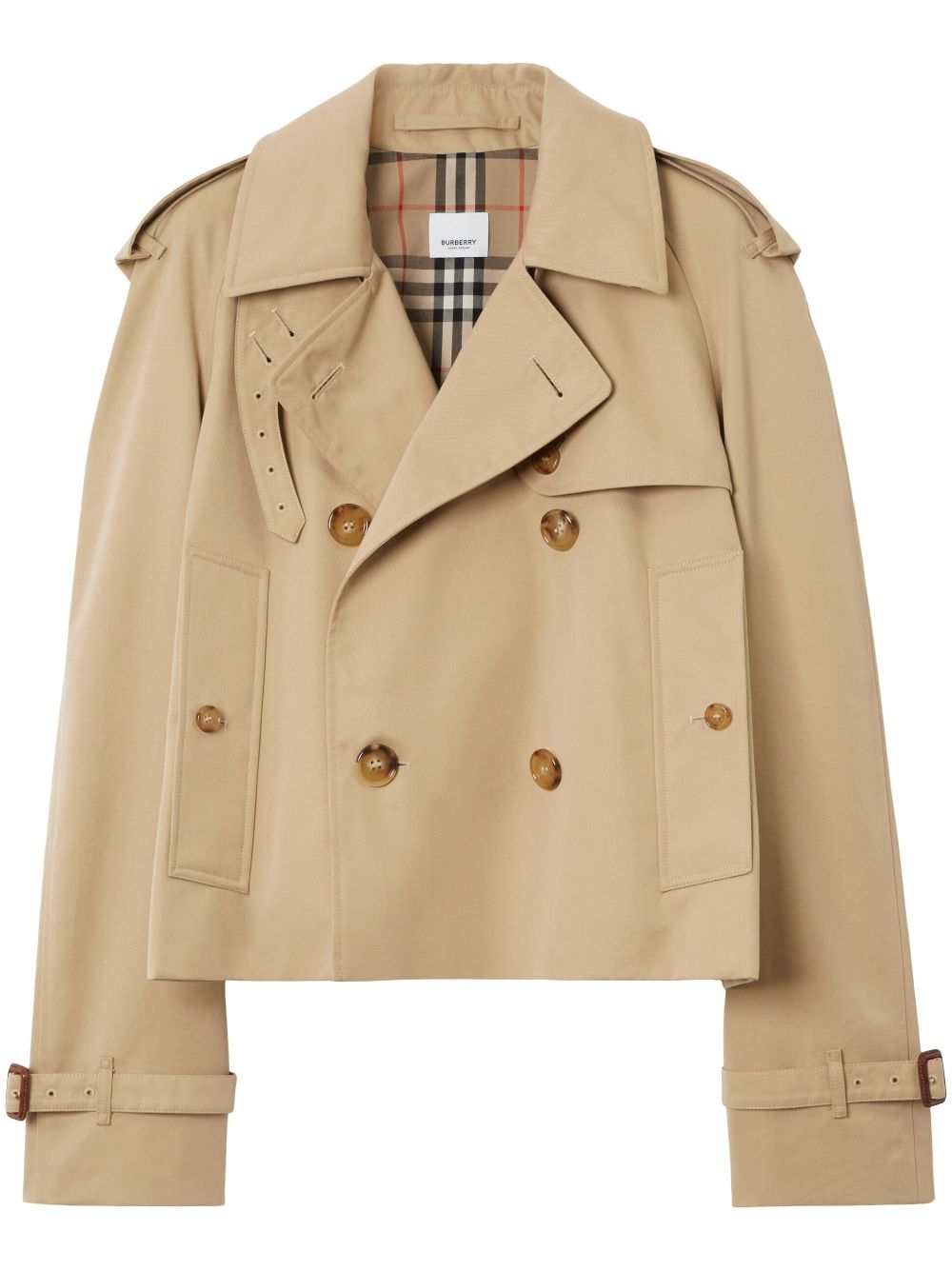 Burberry double-breasted cotton trench coat - Neutrals von Burberry