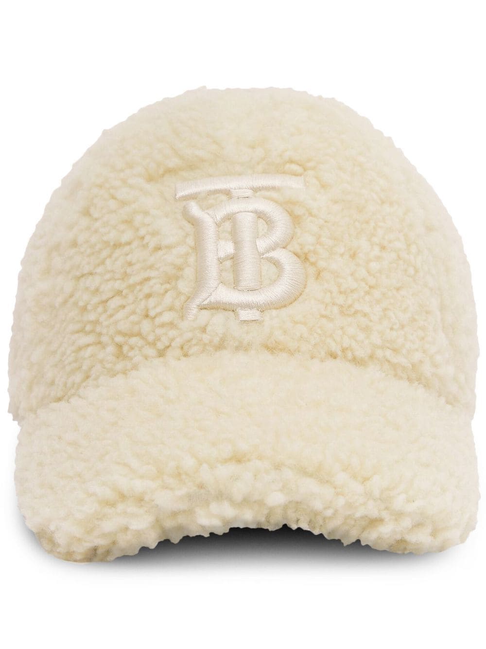 Burberry embroidered TB-logo shearling cap - Neutrals von Burberry