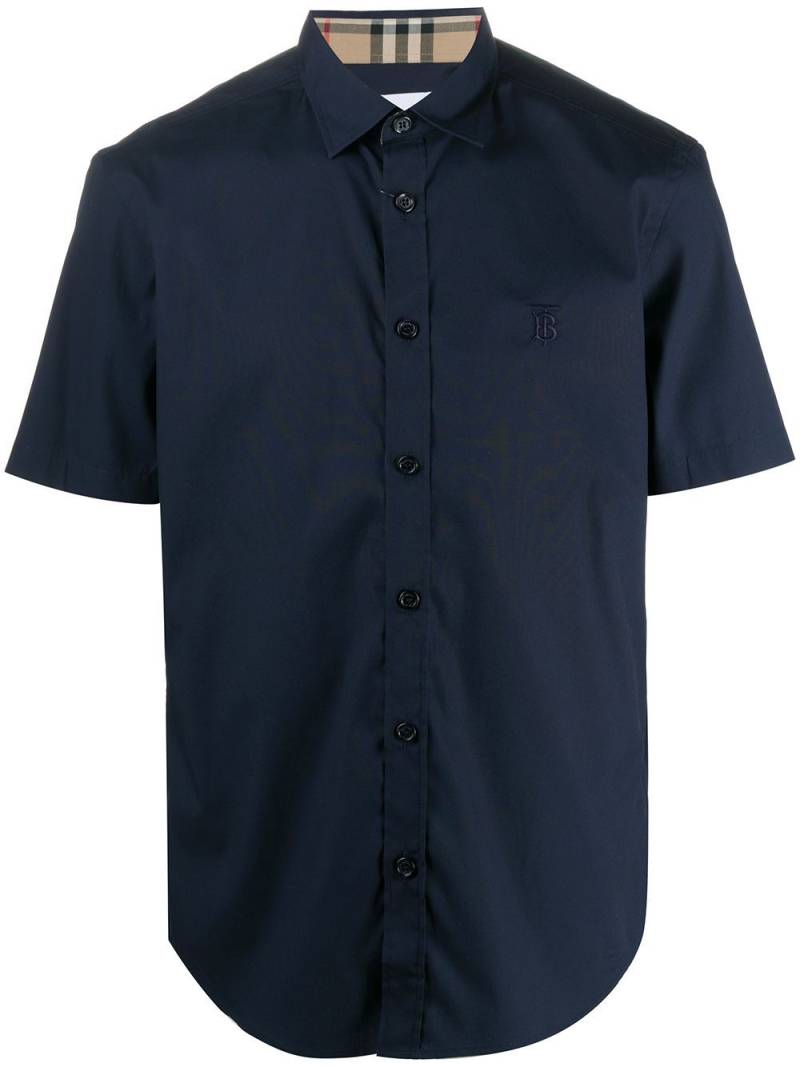 Burberry embroidered TB monogram shirt - Blue von Burberry