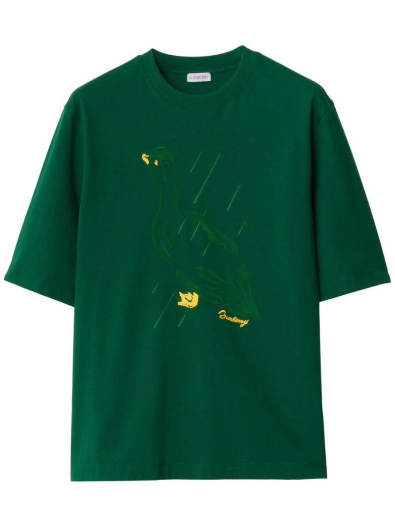 Burberry embroidered-duck cotton Tshirt - Green von Burberry