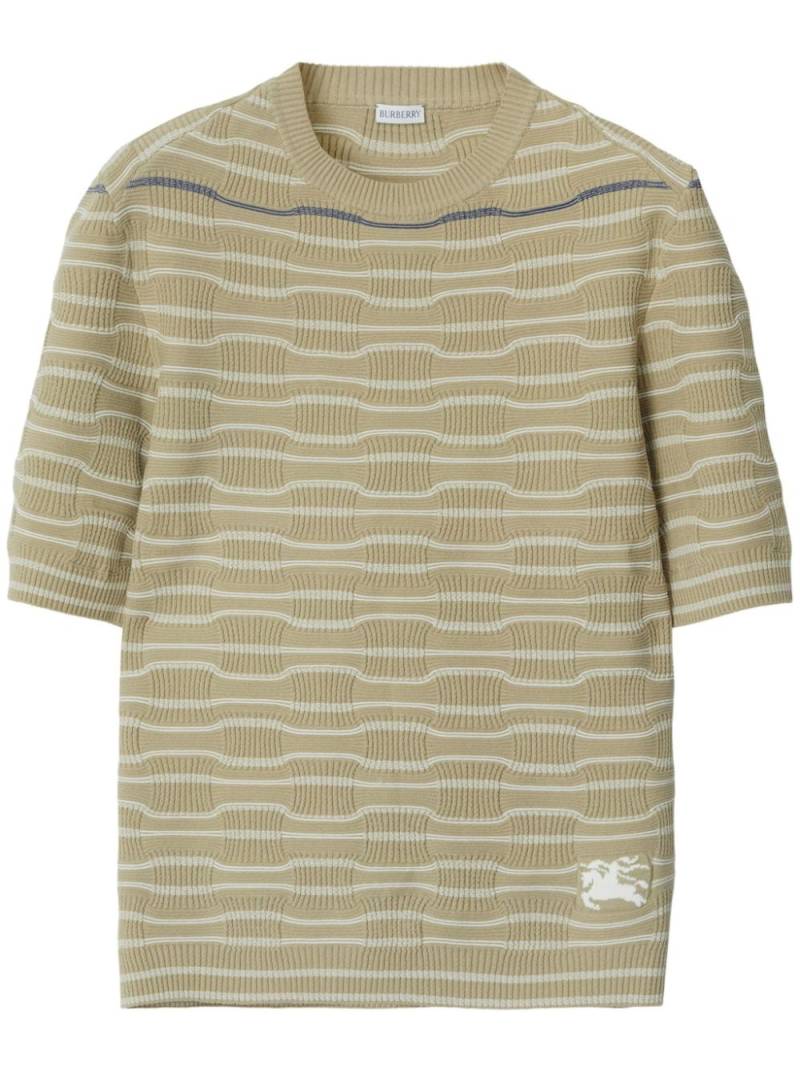 Burberry embroidered-logo knit t-shirt - Neutrals von Burberry