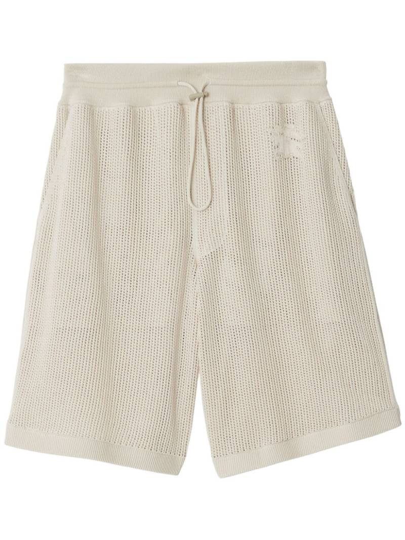 Burberry embroidered-logo mesh cotton shorts - Neutrals von Burberry