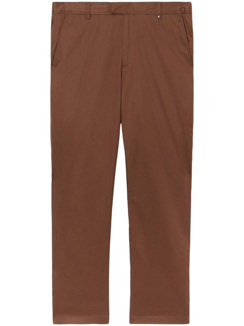 Burberry embroidered-logo straight-leg chinos - Brown von Burberry