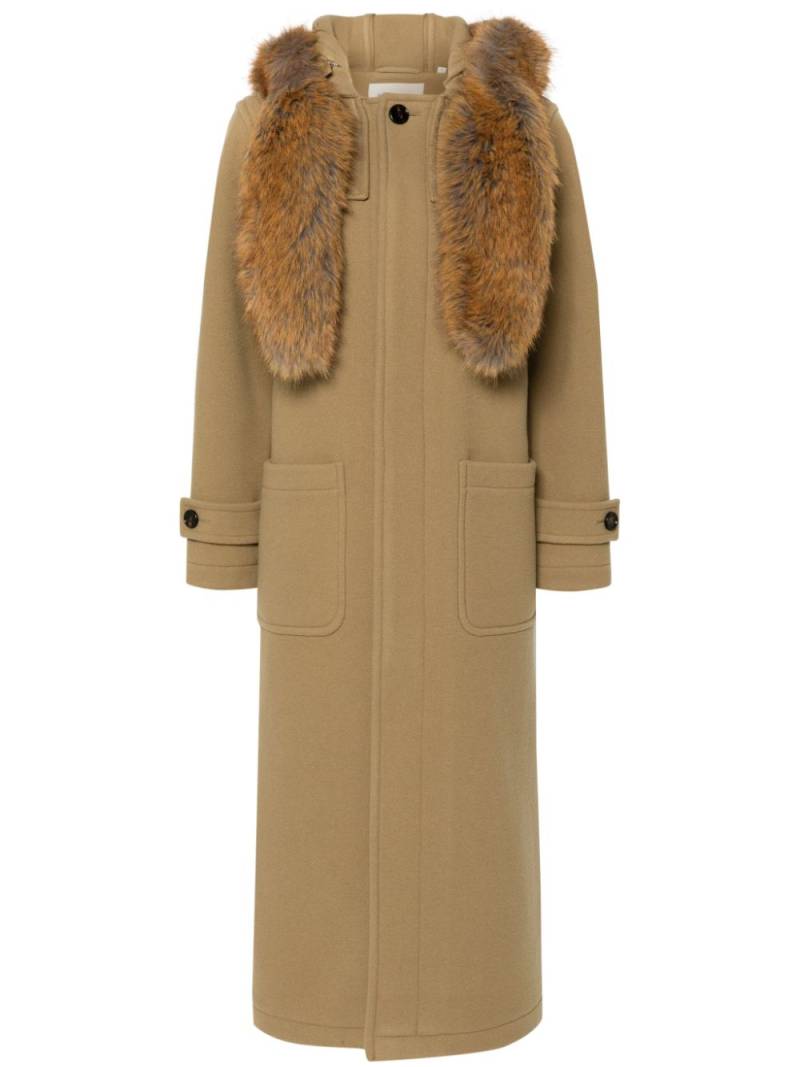 Burberry faux-fur trim wool coat - Brown von Burberry