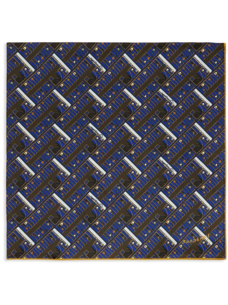 Burberry geometric-print silk scarf - Blue von Burberry