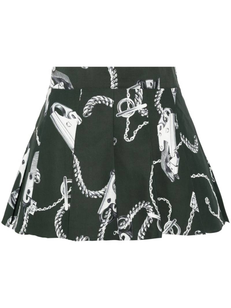 Burberry graphic-print pleated mini shorts - Green von Burberry